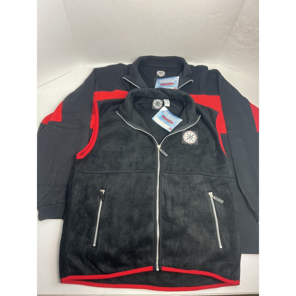 NEW MARLBORO UNLIMITED Men's Fleece Vest (L) & Jacket (XL) Red Black Compass